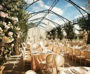 chandeliers in marquee